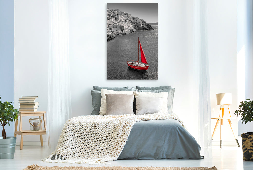 Premium Textil-Leinwand Santorini, Sommer voller Leichtigkeit