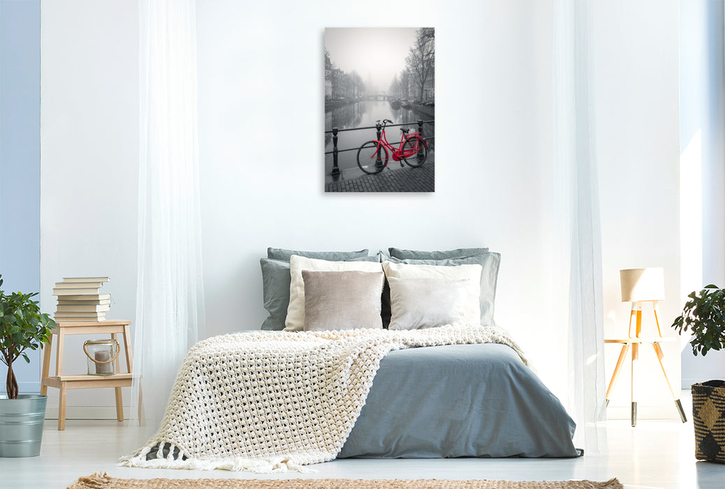 Premium Textil-Leinwand Amsterdam, Freiheit entlang der Grachten