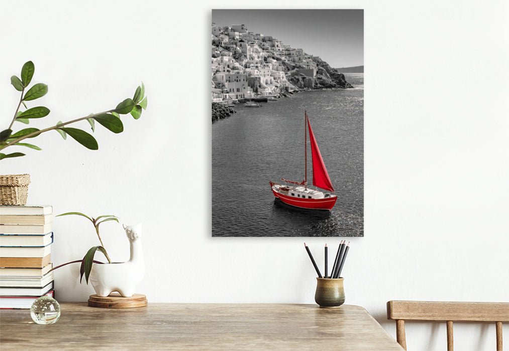 Premium Textil-Leinwand Santorini, Sommer voller Leichtigkeit
