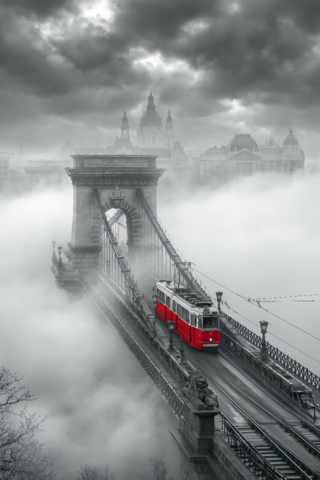Premium Textil-Leinwand Budapest, Magische Momente an der Donau