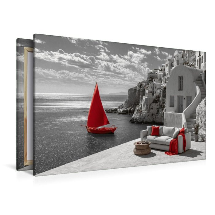 Premium Textil-Leinwand Santorini, Sommer voller Leichtigkeit
