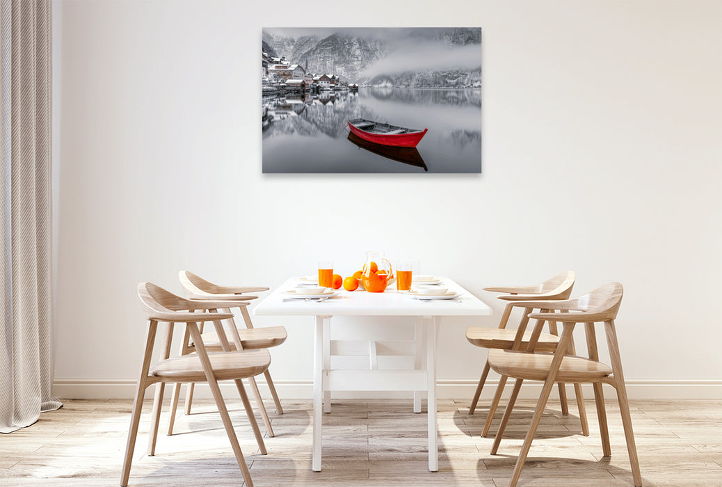 Premium Textil-Leinwand Hallstadt, Stilvoll durch den Winter