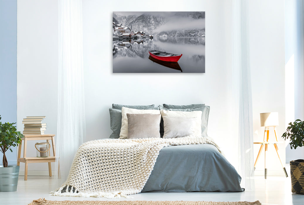 Premium Textil-Leinwand Hallstadt, Stilvoll durch den Winter