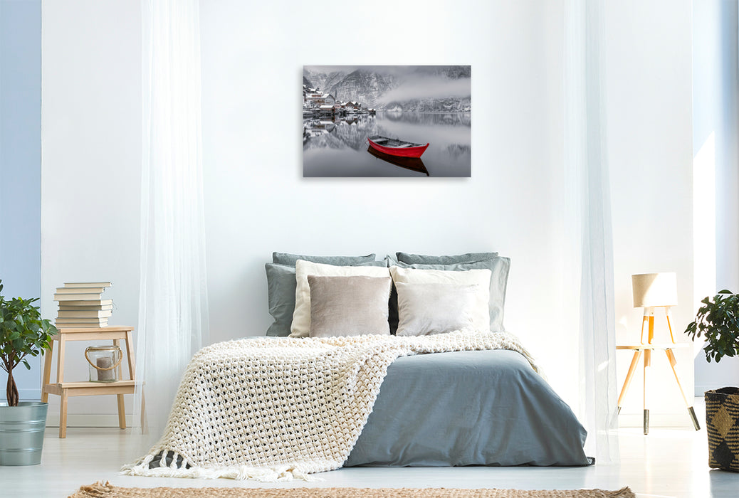 Premium Textil-Leinwand Hallstadt, Stilvoll durch den Winter