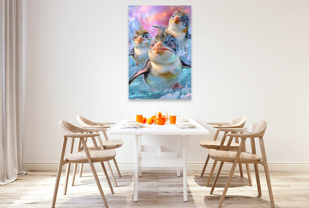 Premium Textil-Leinwand Drollige Pinguine