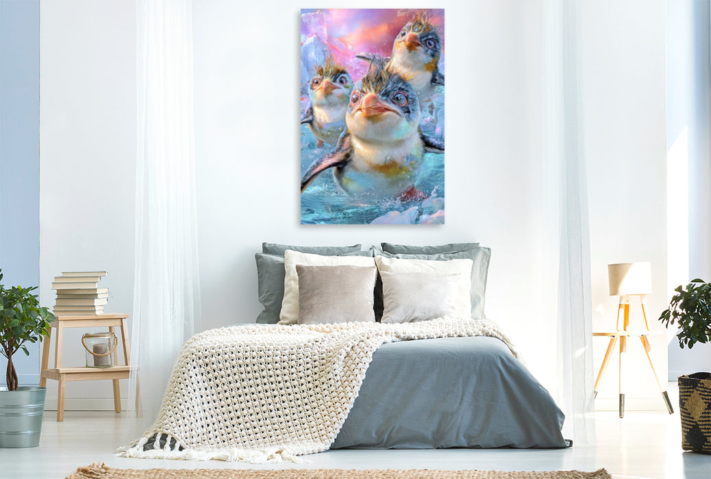 Premium Textil-Leinwand Drollige Pinguine