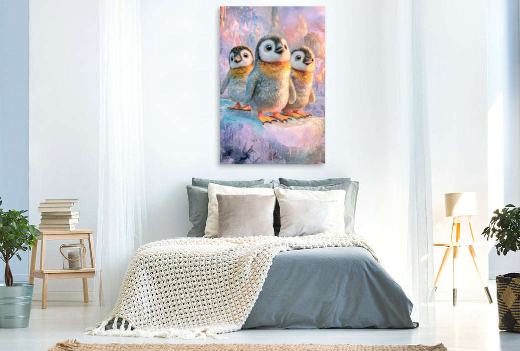 Premium Textil-Leinwand Drollige Pinguine