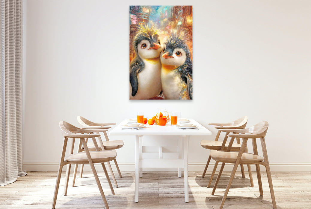 Premium Textil-Leinwand Drollige Pinguine