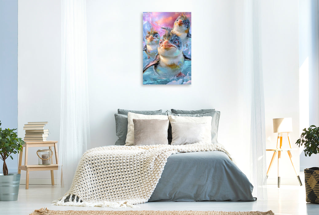 Premium Textil-Leinwand Drollige Pinguine