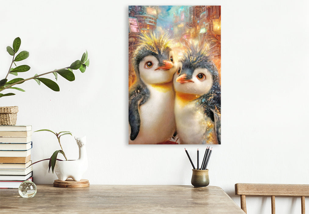 Premium Textil-Leinwand Drollige Pinguine