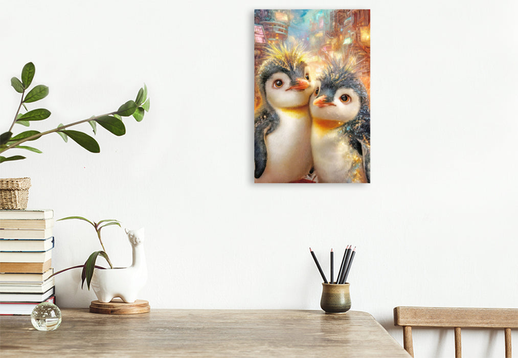 Premium Textil-Leinwand Drollige Pinguine