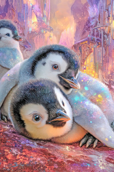 Premium Textil-Leinwand Drollige Pinguine