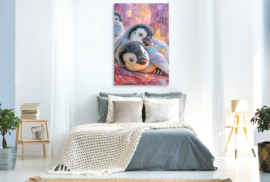 Premium Textil-Leinwand Drollige Pinguine