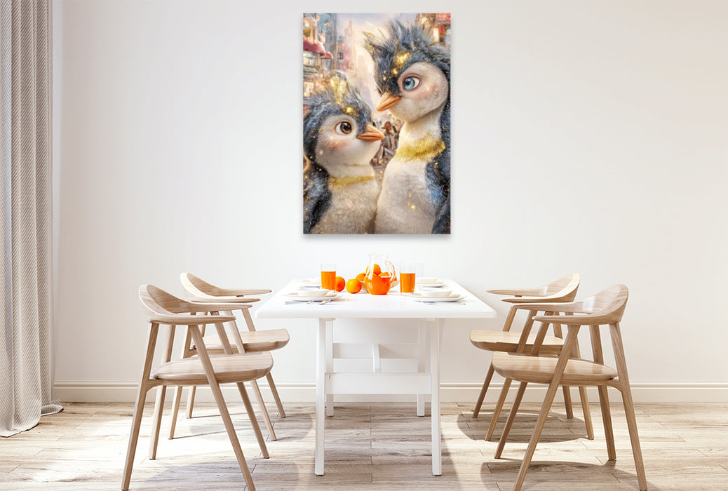 Premium Textil-Leinwand Drollige Pinguine