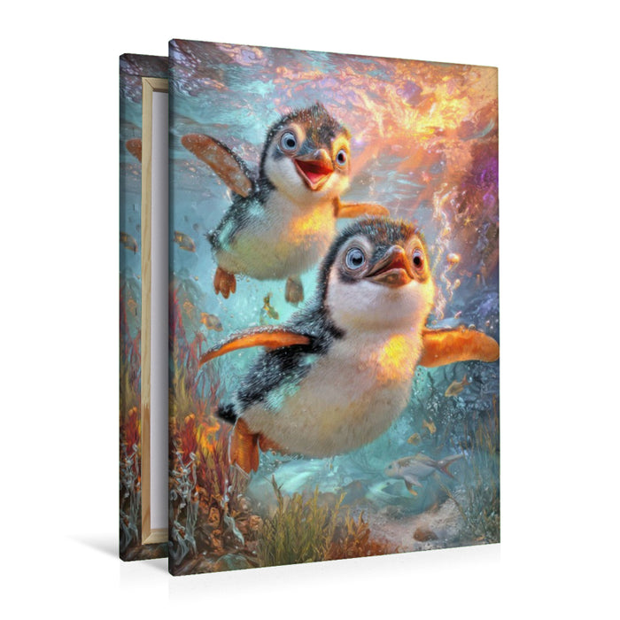 Premium Textil-Leinwand Drollige Pinguine