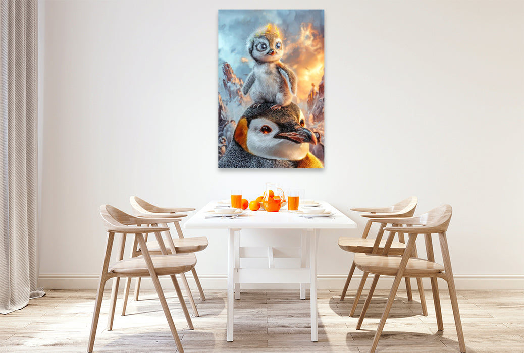 Premium Textil-Leinwand Drollige Pinguine