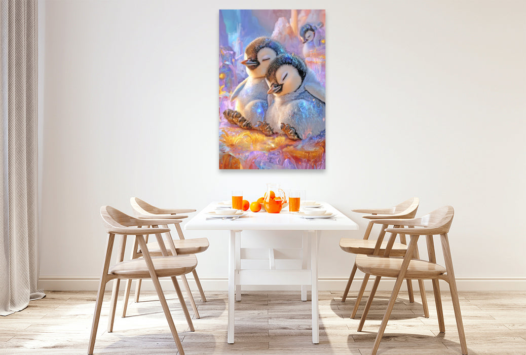 Premium Textil-Leinwand Drollige Pinguine
