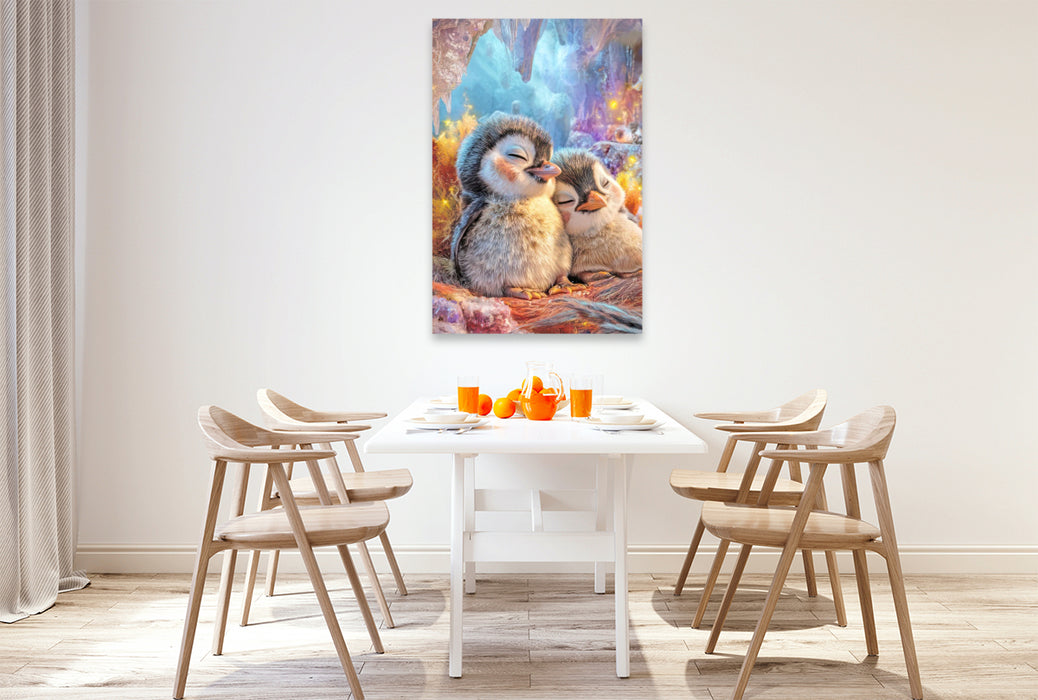Premium Textil-Leinwand Drollige Pinguine