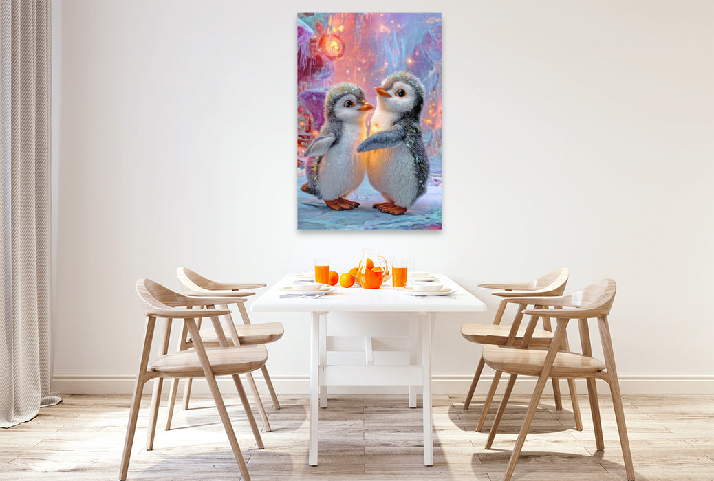 Premium Textil-Leinwand Drollige Pinguine