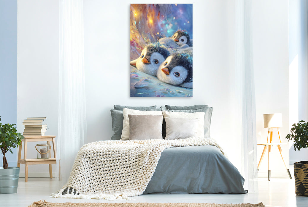 Premium Textil-Leinwand Drollige Pinguine