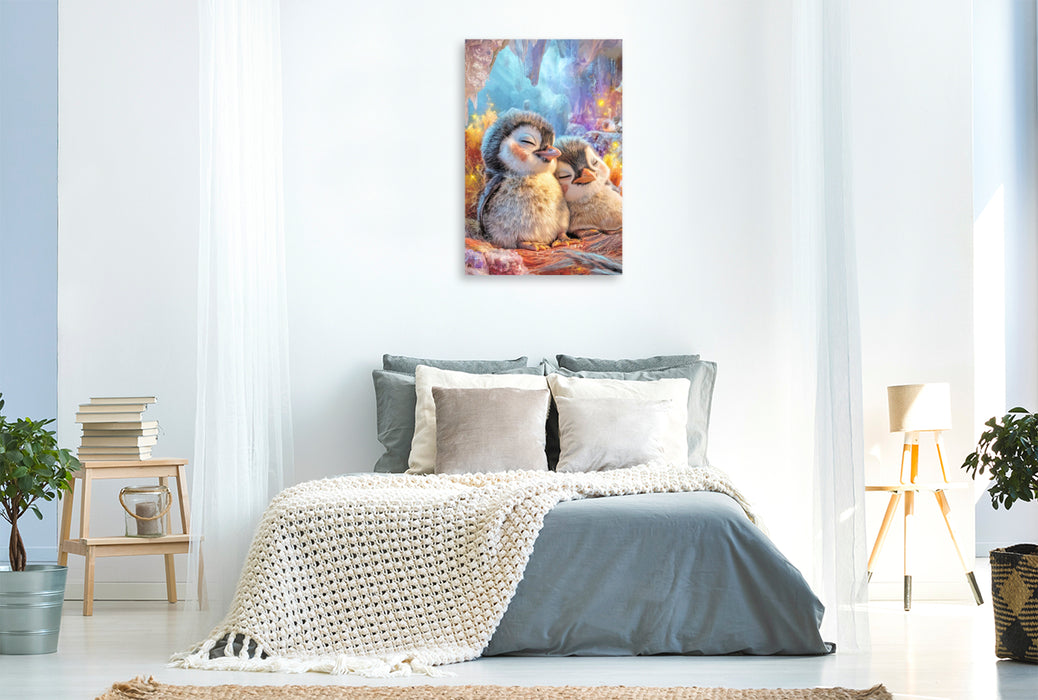 Premium Textil-Leinwand Drollige Pinguine