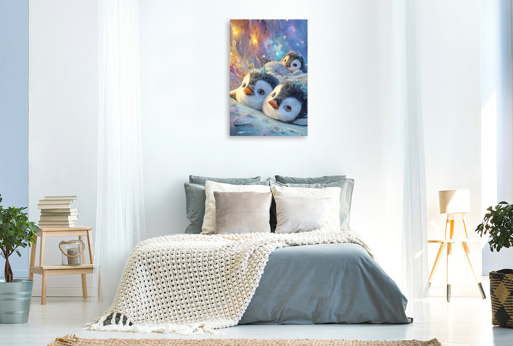 Premium Textil-Leinwand Drollige Pinguine