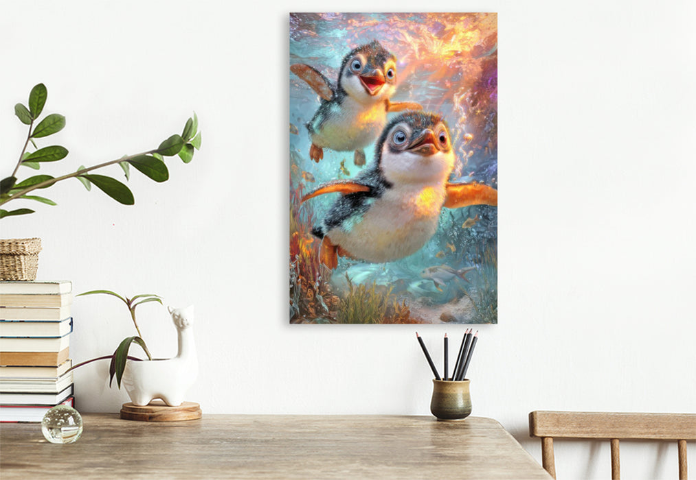 Premium Textil-Leinwand Drollige Pinguine