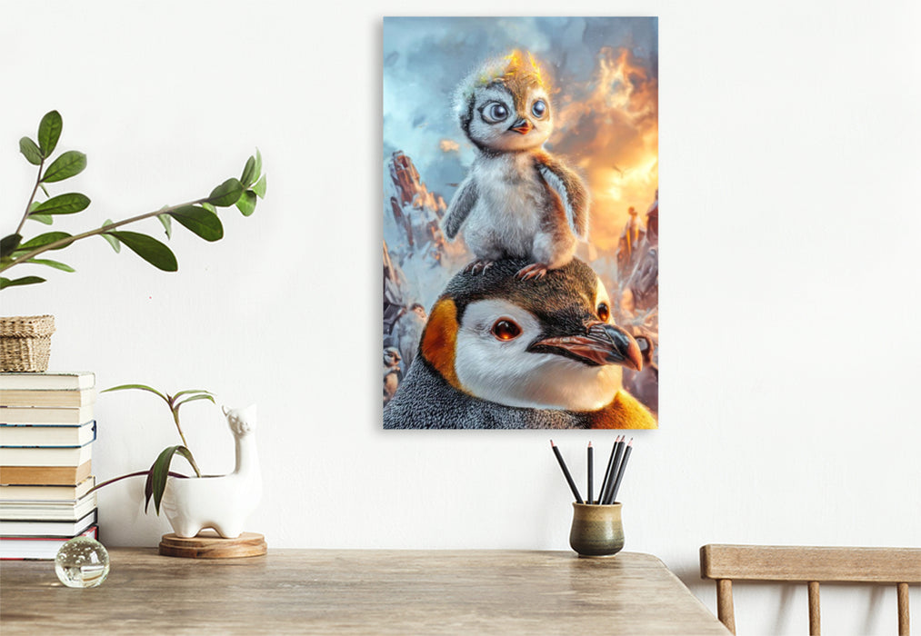 Premium Textil-Leinwand Drollige Pinguine