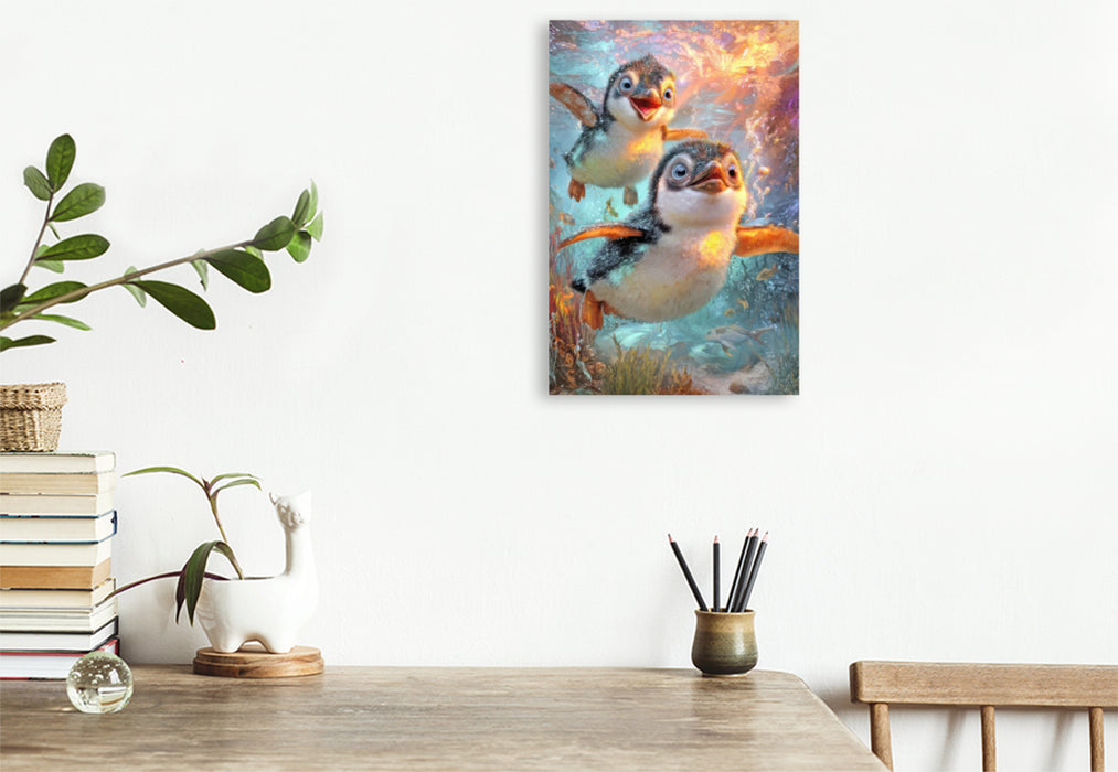 Premium Textil-Leinwand Drollige Pinguine