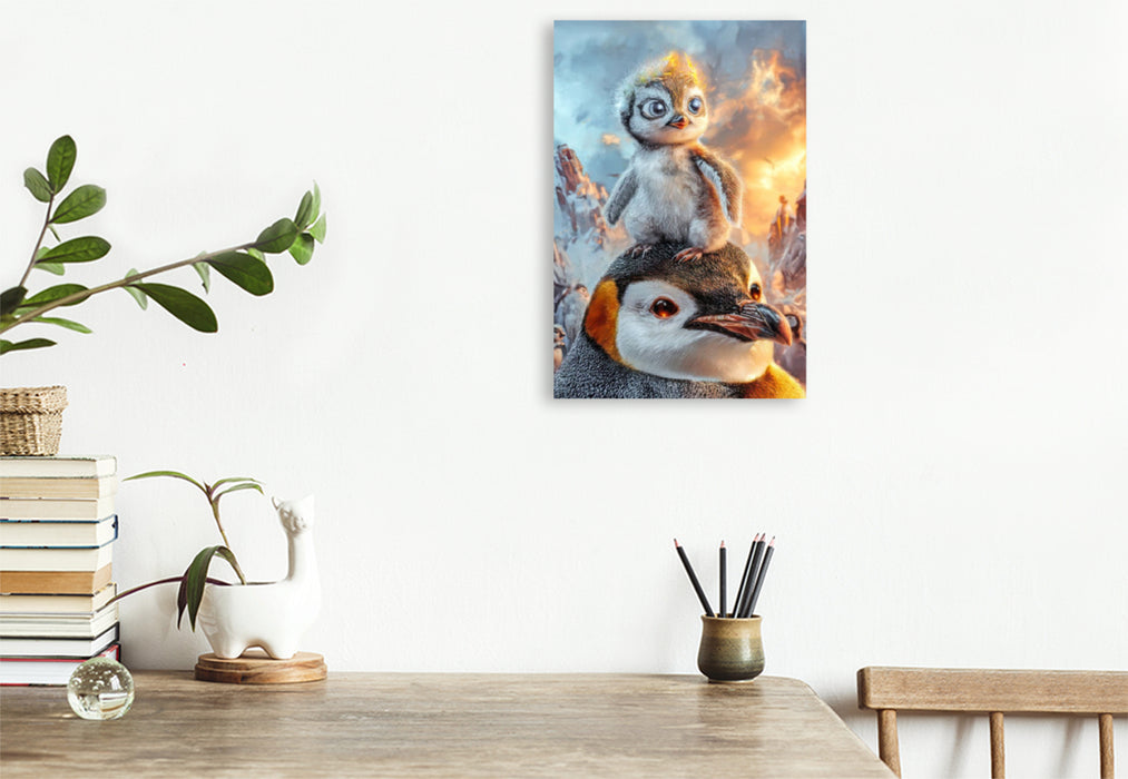 Premium Textil-Leinwand Drollige Pinguine
