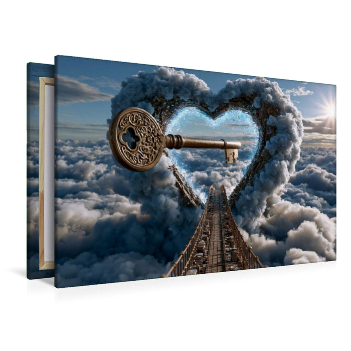 Premium Textil-Leinwand Herzportal am Ende einer Himmelsbrücke