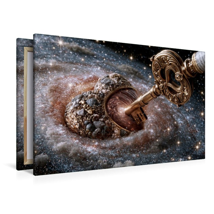 Premium Textil-Leinwand Gigantisches Herz im Zentrum einer Spiralgalaxie