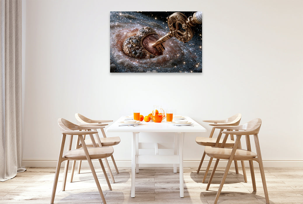 Premium Textil-Leinwand Gigantisches Herz im Zentrum einer Spiralgalaxie