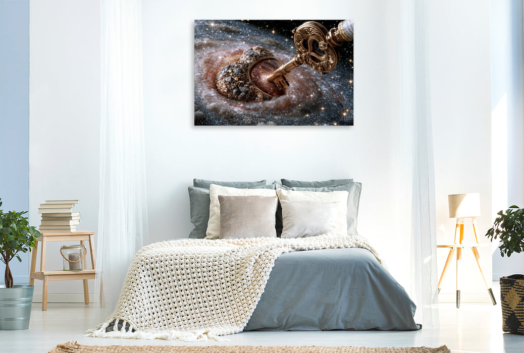 Premium Textil-Leinwand Gigantisches Herz im Zentrum einer Spiralgalaxie