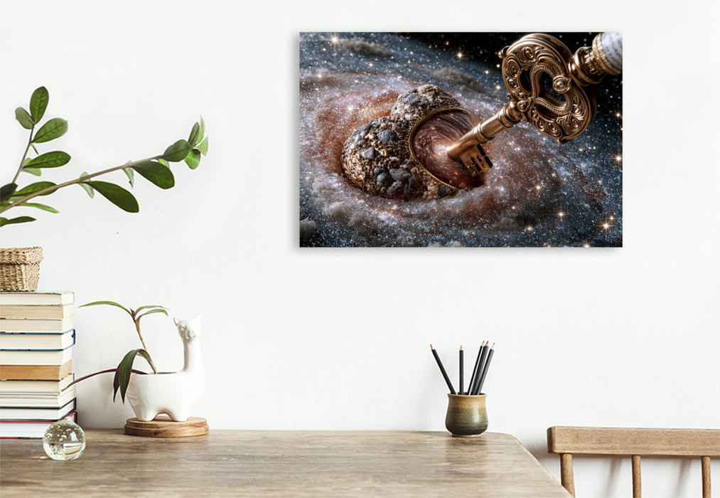 Premium Textil-Leinwand Gigantisches Herz im Zentrum einer Spiralgalaxie