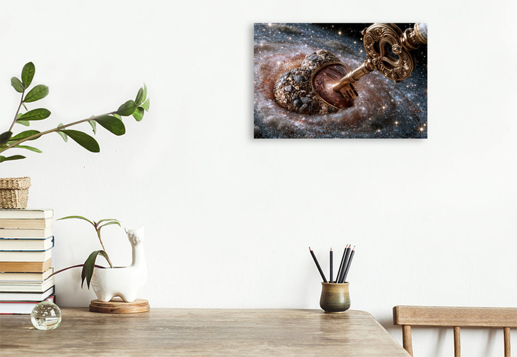 Premium Textil-Leinwand Gigantisches Herz im Zentrum einer Spiralgalaxie