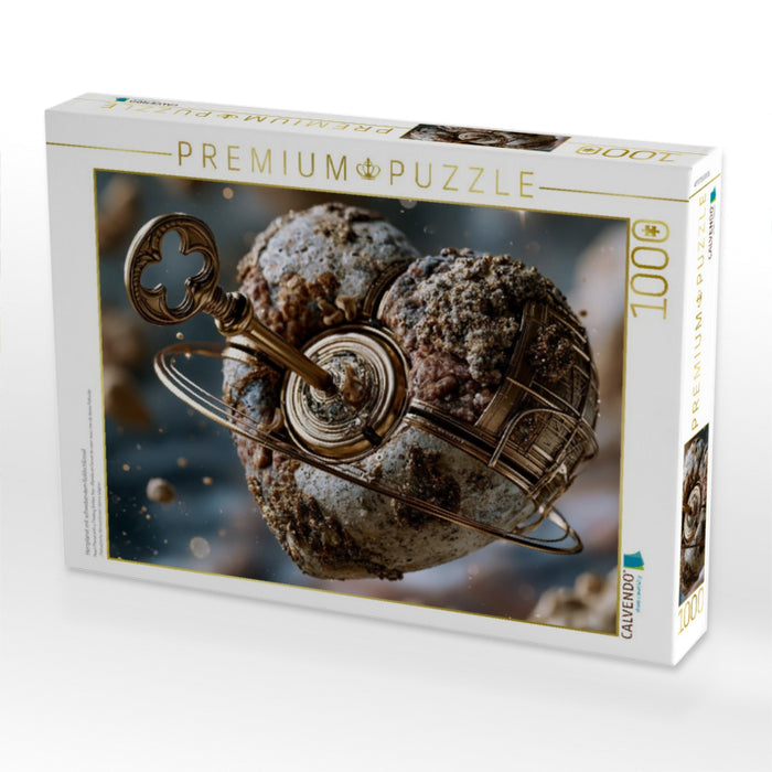 Herzplanet mit schwebendem Goldschlüssel - CALVENDO Foto-Puzzle'