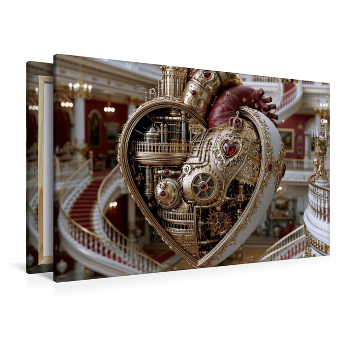 Premium Textil-Leinwand Königliches Steampunk-Herz