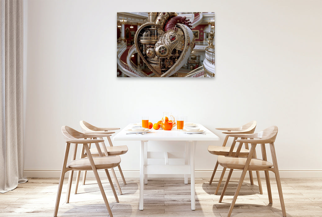 Premium Textil-Leinwand Königliches Steampunk-Herz