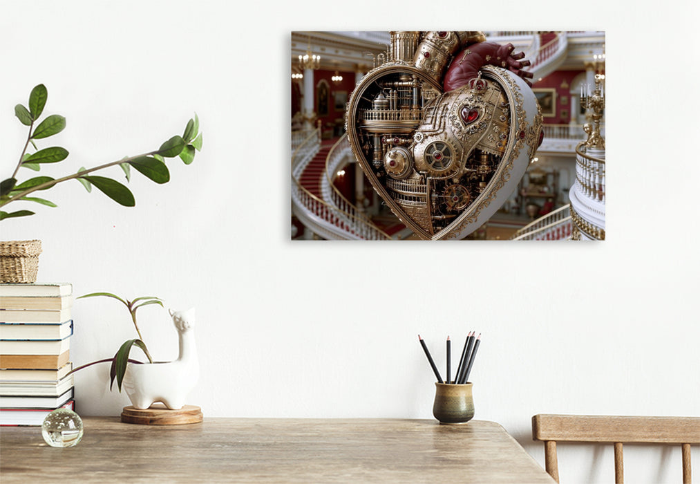 Premium Textil-Leinwand Königliches Steampunk-Herz