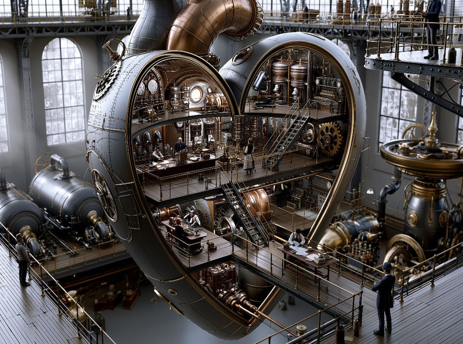 Steampunk-Herz in einer Fabrikhalle - CALVENDO Foto-Puzzle'