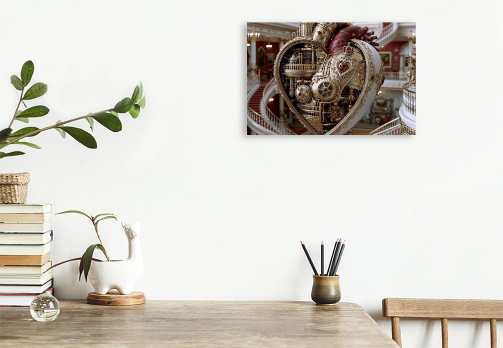 Premium Textil-Leinwand Königliches Steampunk-Herz