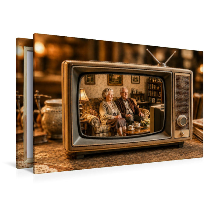 Premium Textil-Leinwand Fernsehabend wie früher