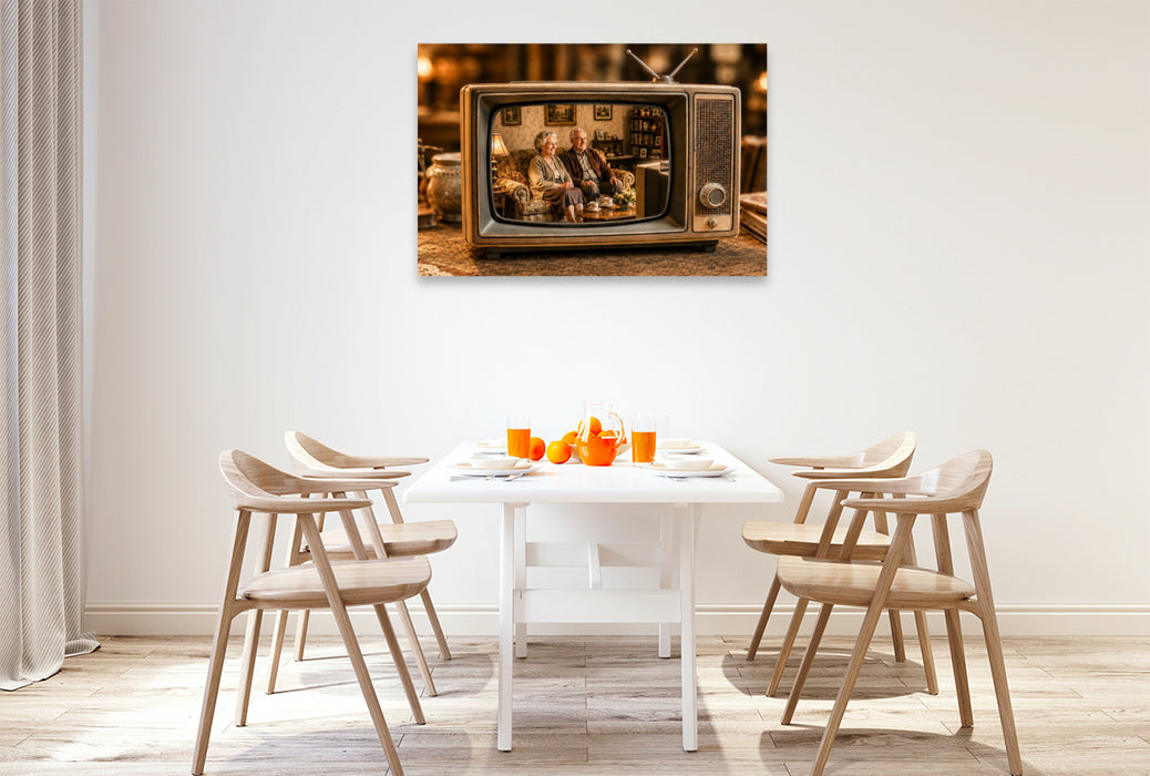 Premium Textil-Leinwand Fernsehabend wie früher