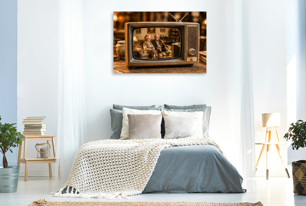 Premium Textil-Leinwand Fernsehabend wie früher