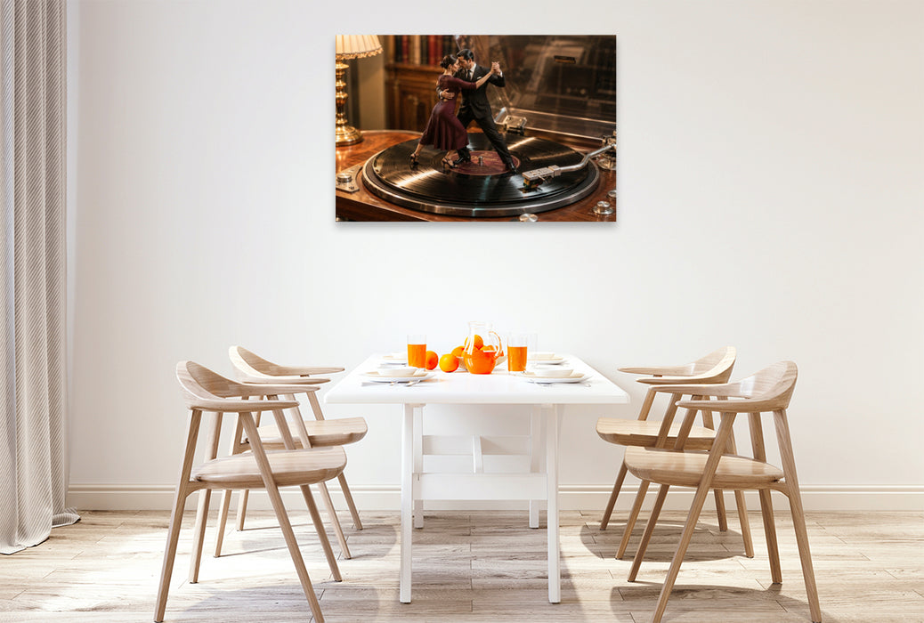 Premium Textil-Leinwand Tango auf schwarzem Vinyl