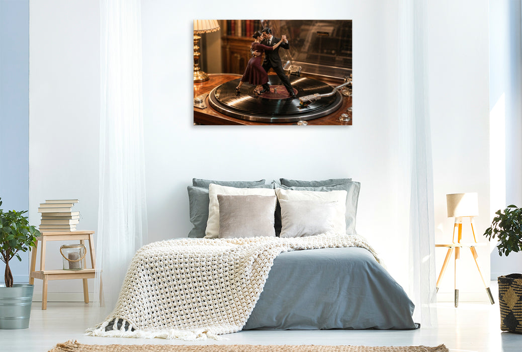 Premium Textil-Leinwand Tango auf schwarzem Vinyl