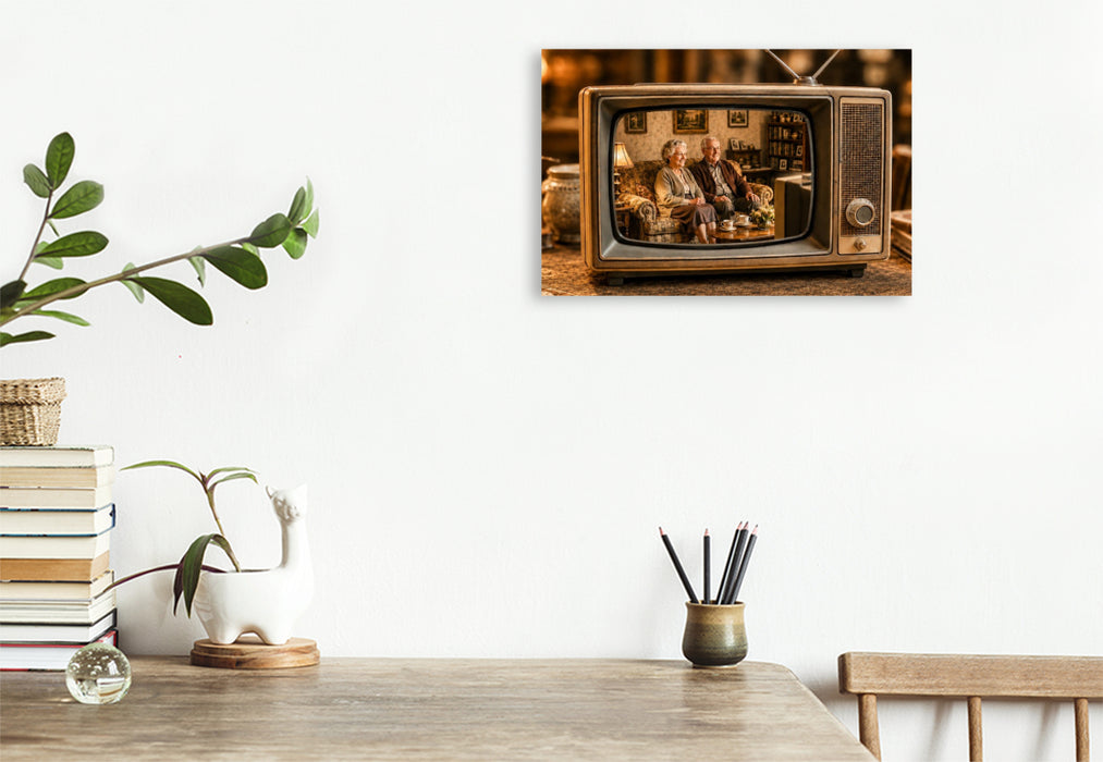 Premium Textil-Leinwand Fernsehabend wie früher