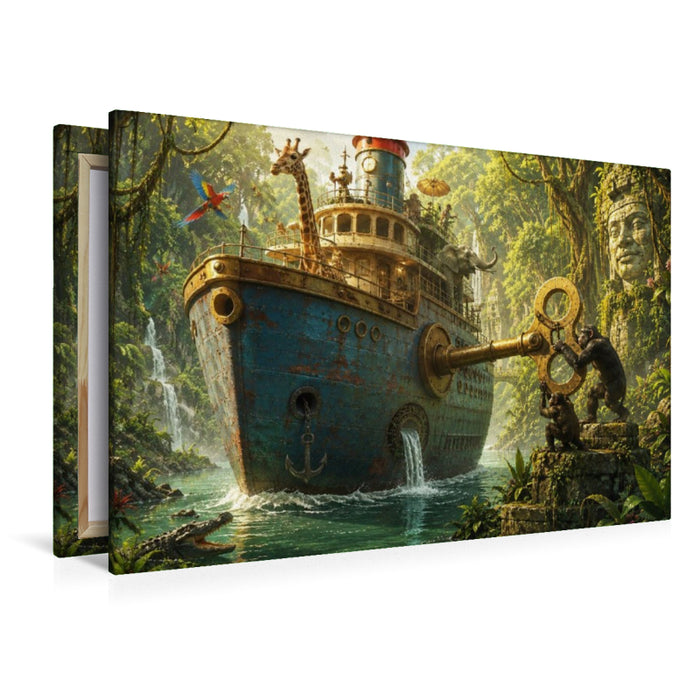 Premium Textil-Leinwand Der Dschungeldampfer
