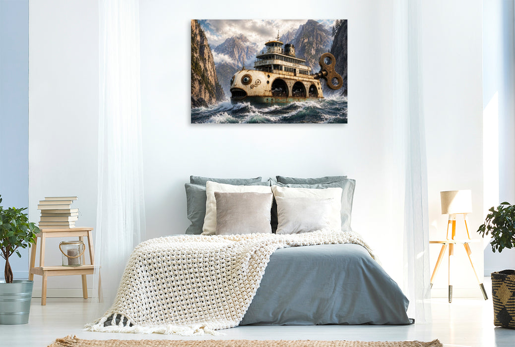 Premium Textil-Leinwand Die Fjordfähre